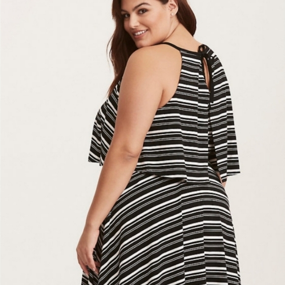 Torrid Black/White stripe Jersey 2fer Tank Dress - Picture 4 of 4